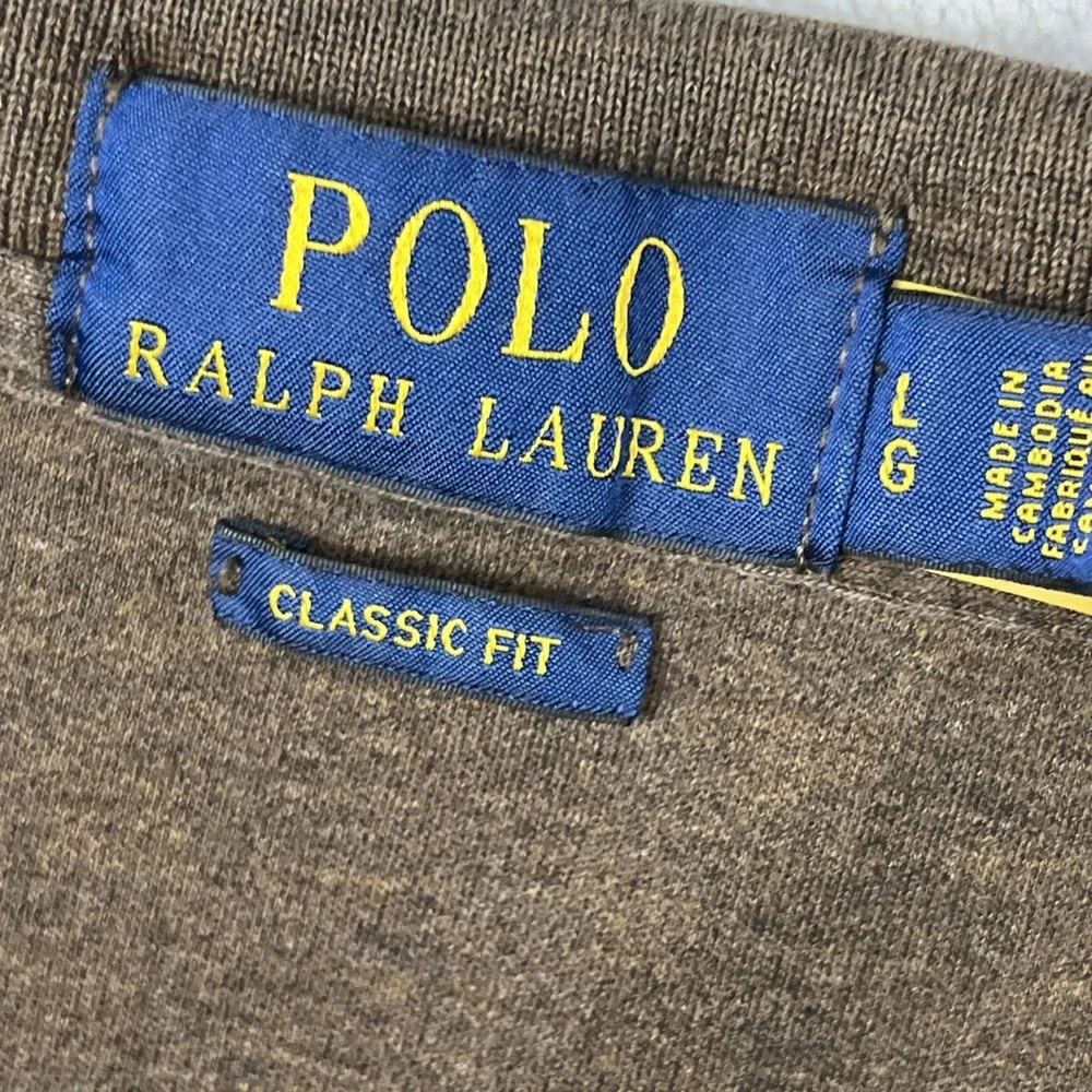 Polo Ralph Lauren Polo Shirt Mens Large Heather Brown Classic Fit Flesh Pony